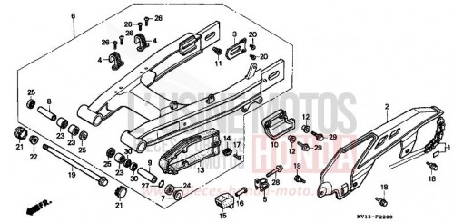 REAR FORK/CHAIN CASE XRV750M de 1991